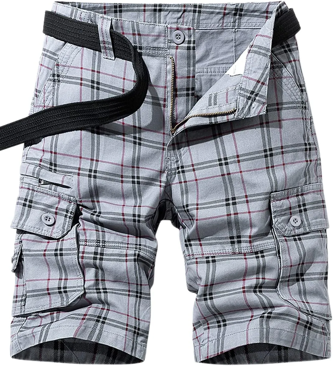 chouyatou Men's Active Normal Waist Loose Multi-Pocket Versatile Twill Cargo Shorts