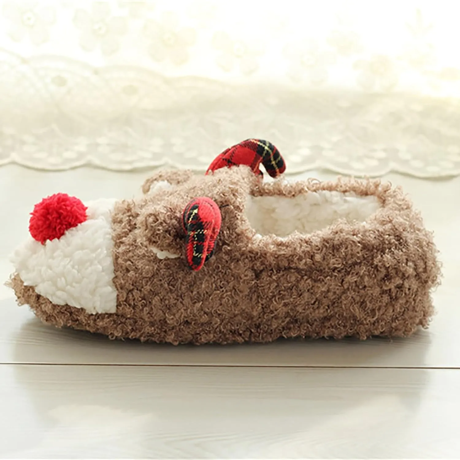 Christmas Slippers for Women Cute Reindeer Winter Shoes Xmas Men's Pattern Warm Memory Foam Bedroom Slipper Indoor Soft Cartoon Slip Ons Fuzzy Plush House Slides Festive Party Stuff
