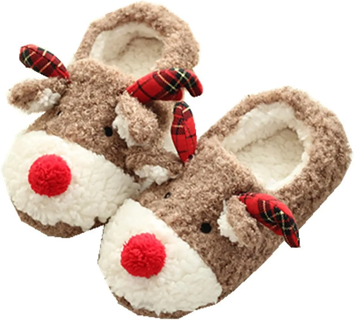 Christmas Slippers for Women Cute Reindeer Winter Shoes Xmas Men's Pattern Warm Memory Foam Bedroom Slipper Indoor Soft Cartoon Slip Ons Fuzzy Plush House Slides Festive Party Stuff