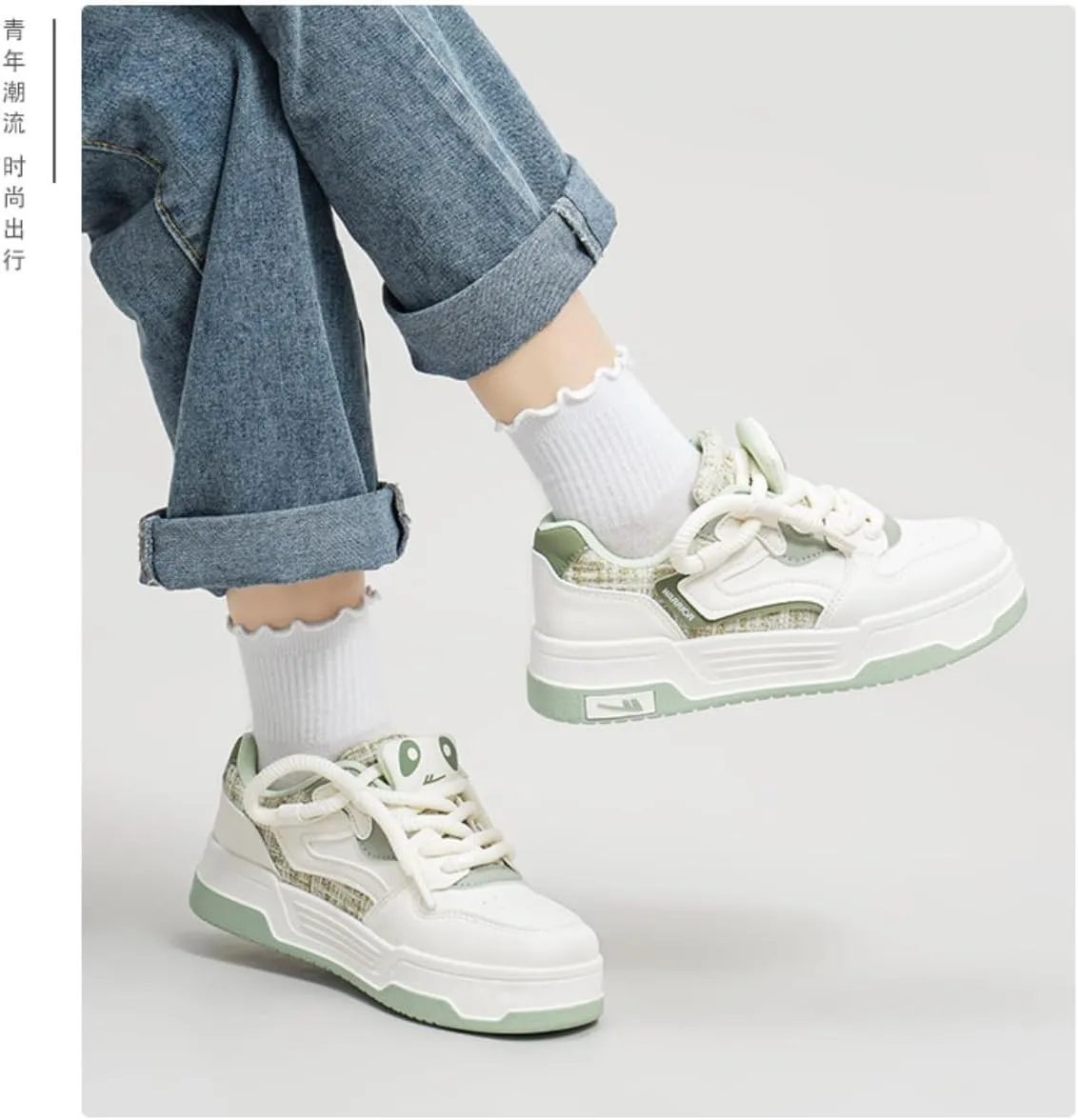 Chunky Platform Sneakers for Women Low-top Patchwork Skate Shoes Sport, Travel Casual Walking for Students