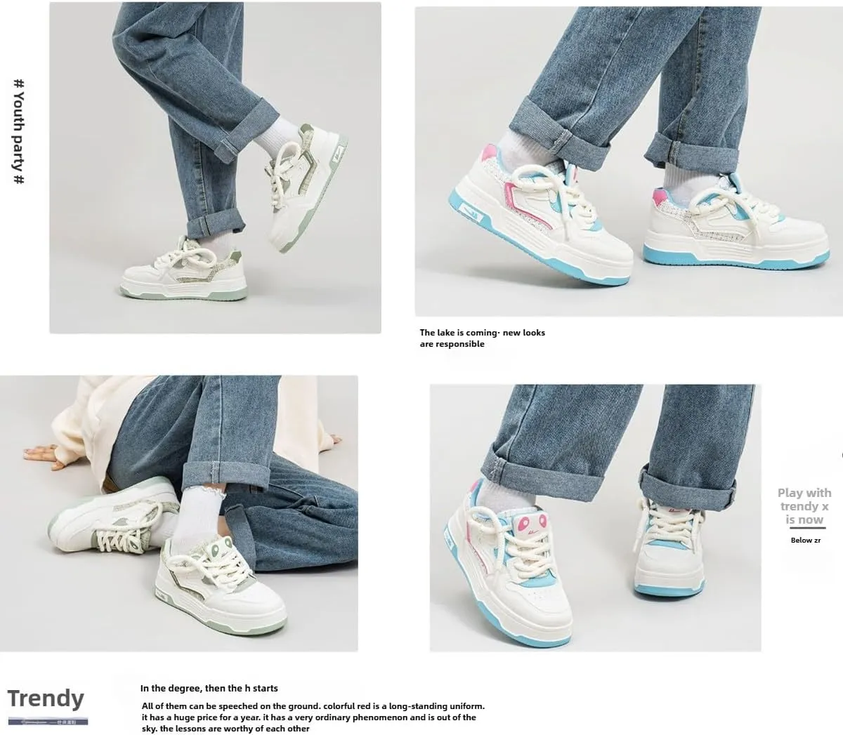 Chunky Platform Sneakers for Women Low-top Patchwork Skate Shoes Sport, Travel Casual Walking for Students