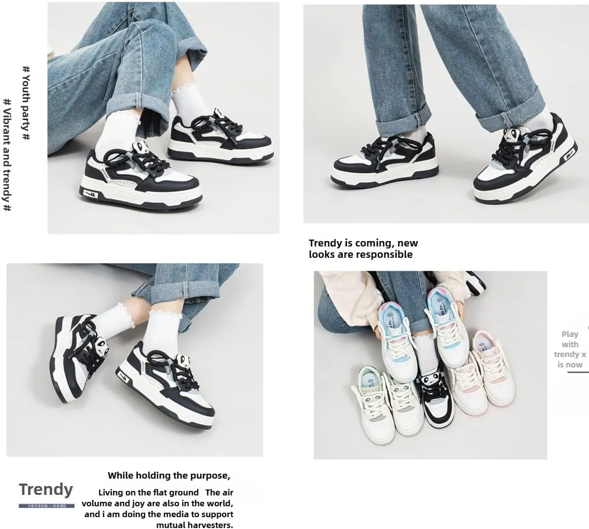 Chunky Platform Sneakers for Women Low-top Patchwork Skate Shoes Sport, Travel Casual Walking for Students