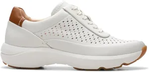 Clarks Women's Tivoli Grace Sneakers, Off White Leather, 7.5 Wide, 26176419