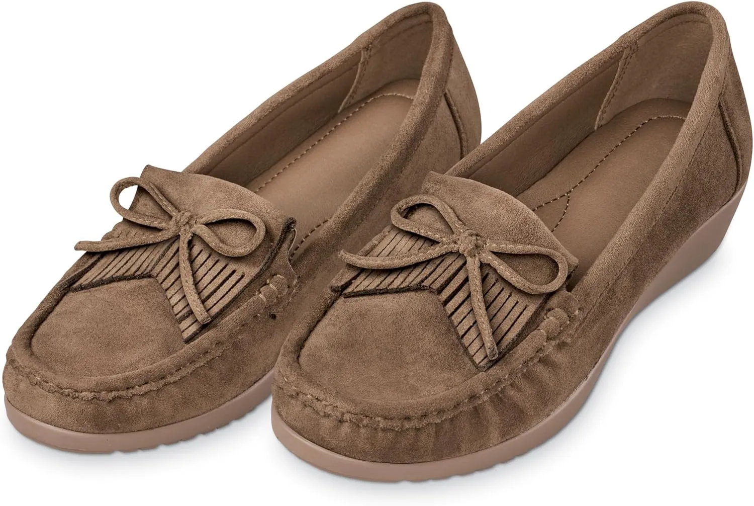 Collections Etc Women's Stylish Faux Suede Fringe Detail Women's Loafers Black 11