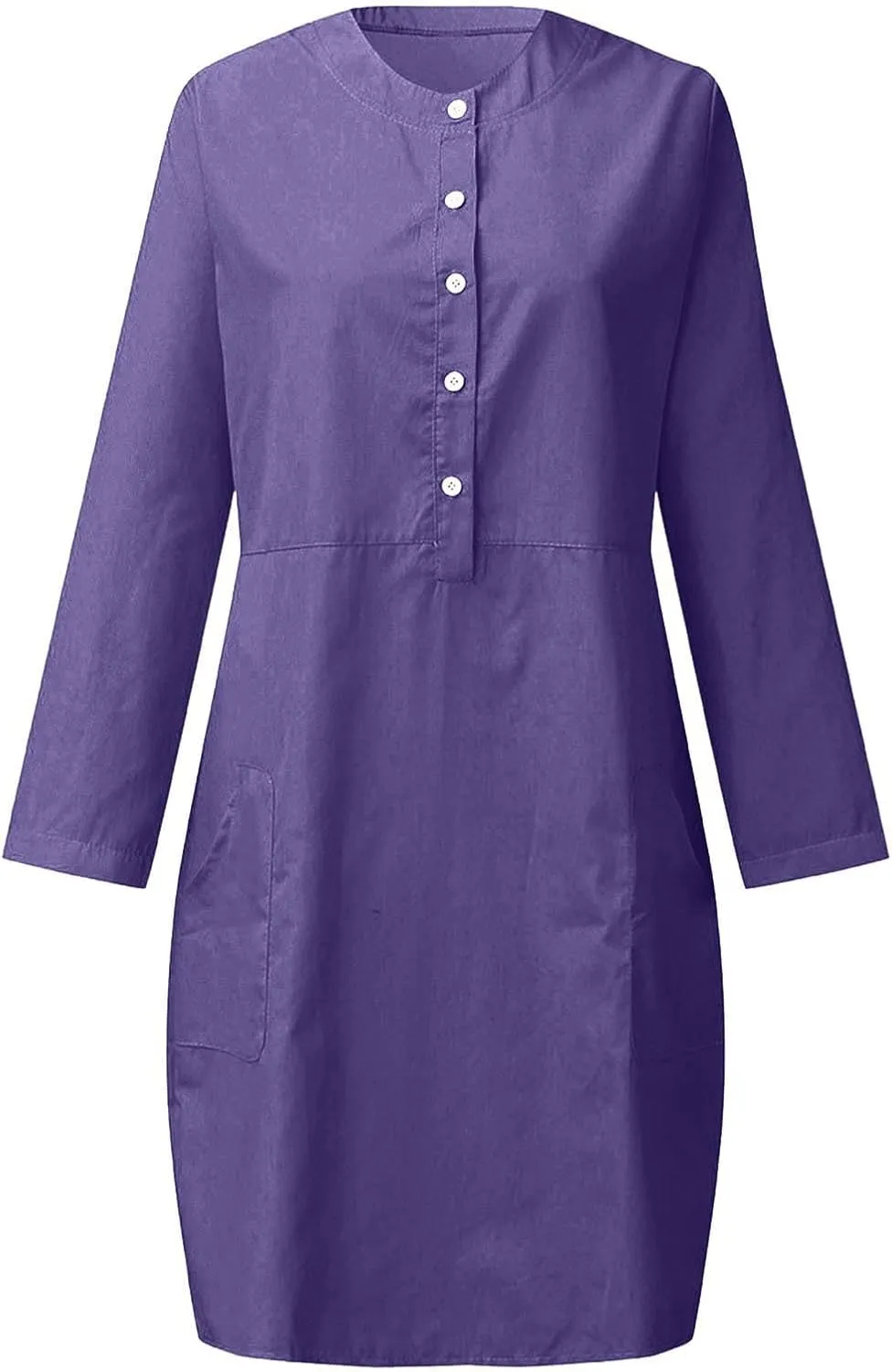 Cotton Linen Dresses for Women 2024 Fall Long Sleeve Solid Button Down Dress Semi Formal Pullover Top Linen Dresses