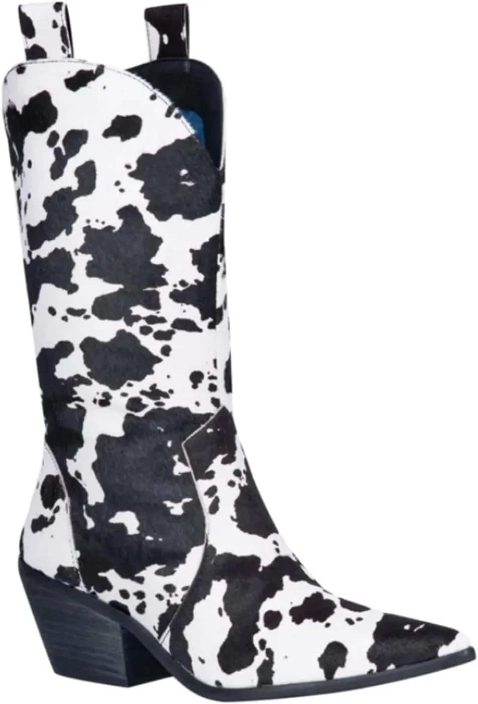 Cowboy Boots for Women Cowgirl Boots Wide Calf Pointed Toe Cow Printed Fashion Western Chunky Knee High Boot