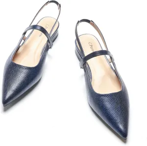 C.Paravano Women's Slingback Flats & Heels - Pointed Toe, Ankle Strap, Comfortable Leather Dress Shoes