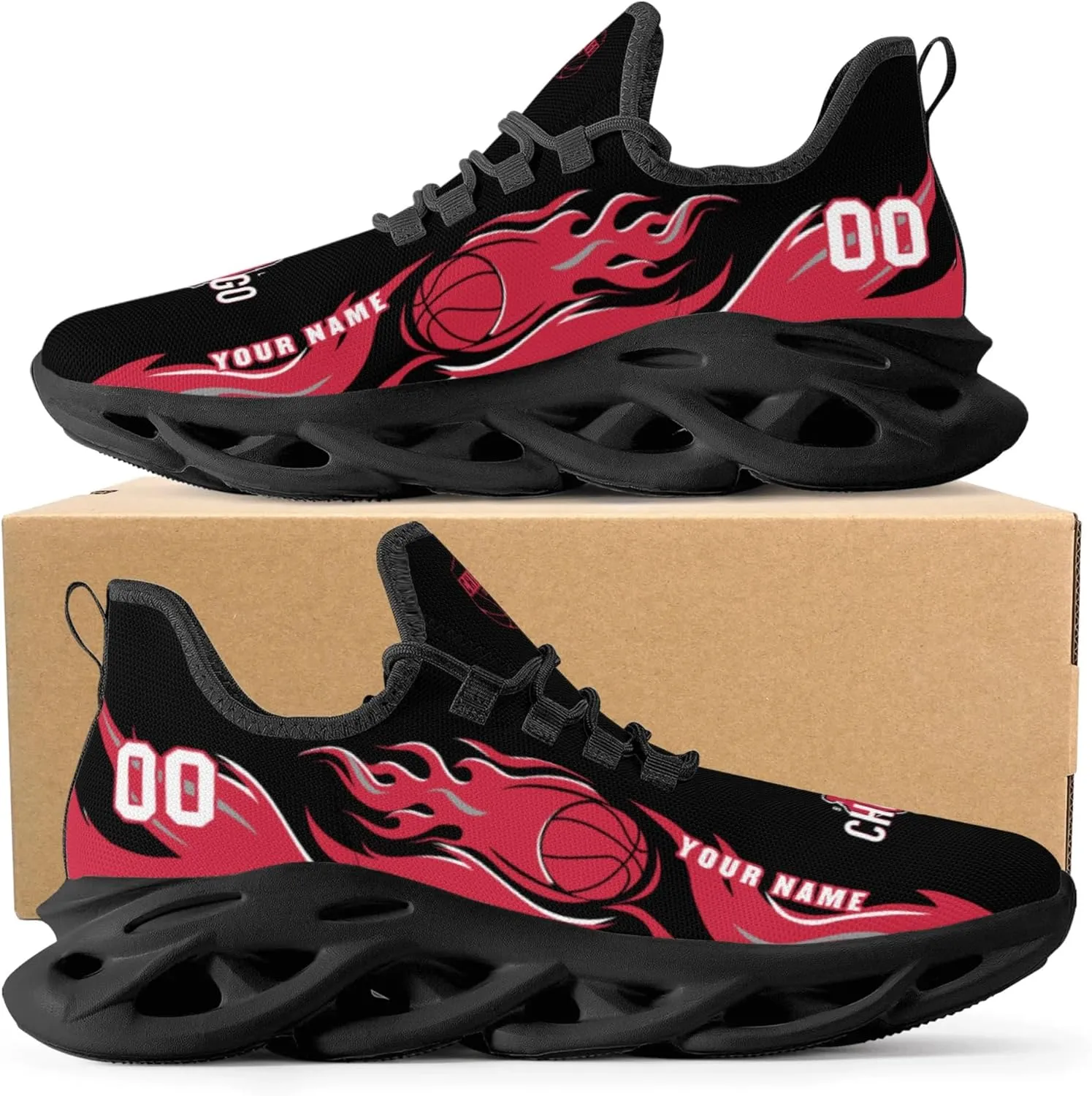 Custom Basketball Flex Control Sneakers Personalized Fan Men's Breathable Name Number Gift Workout Athletic Gym Slip-on Shoes