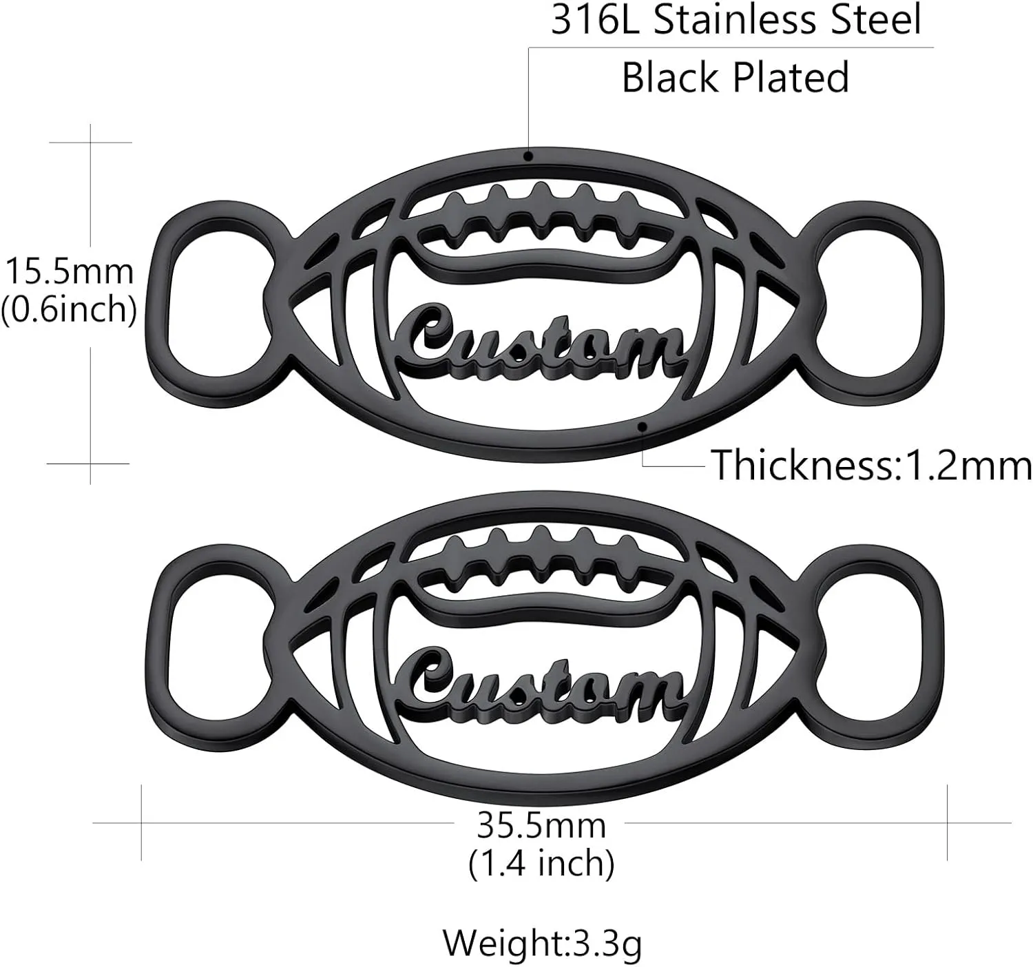 Custom4U Personalized Shoe Buckle 2Pcs Gold/Black/Stainless Steel Decorations Shoelace Charm Nameplate/Monogram Initials Charms for Shoe Sneakers Accessory Gift for Men Women