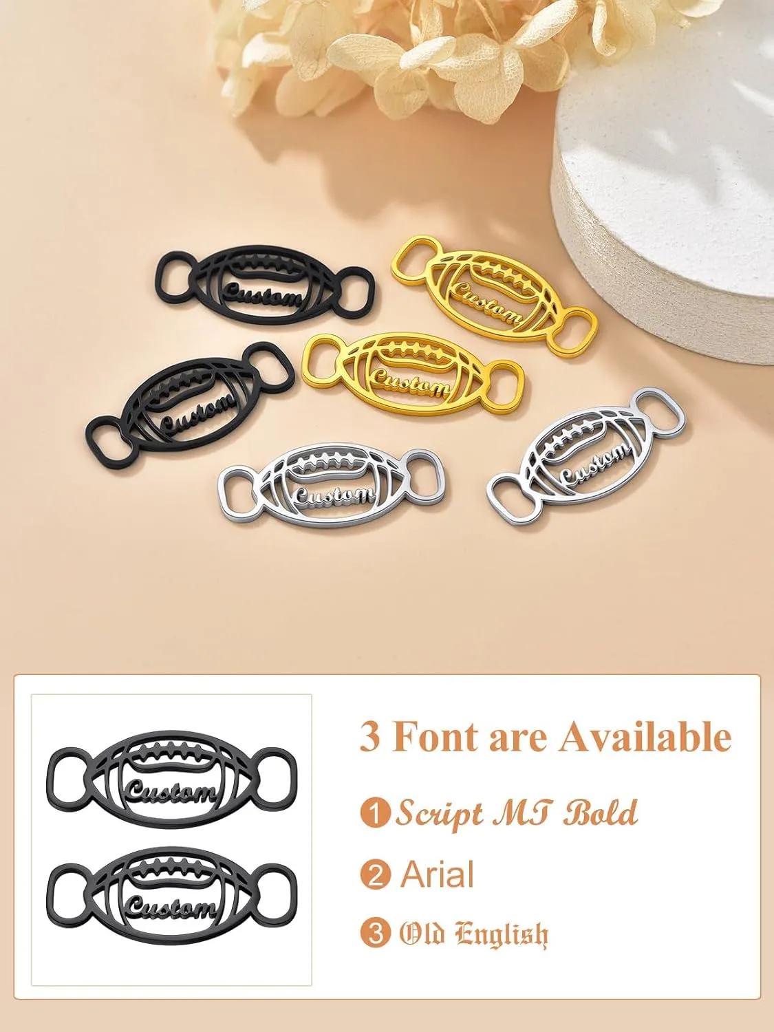 Custom4U Personalized Shoe Buckle 2Pcs Gold/Black/Stainless Steel Decorations Shoelace Charm Nameplate/Monogram Initials Charms for Shoe Sneakers Accessory Gift for Men Women