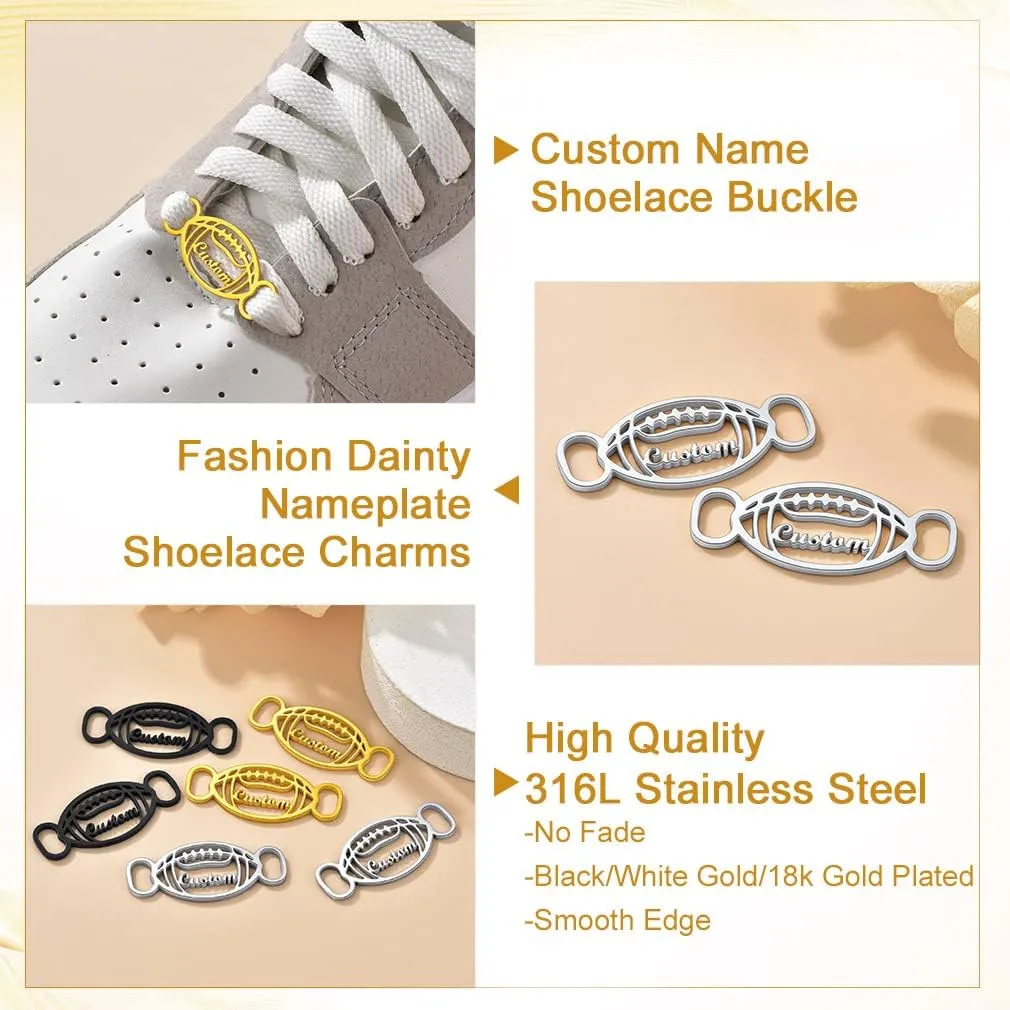 Custom4U Personalized Shoe Buckle 2Pcs Gold/Black/Stainless Steel Decorations Shoelace Charm Nameplate/Monogram Initials Charms for Shoe Sneakers Accessory Gift for Men Women