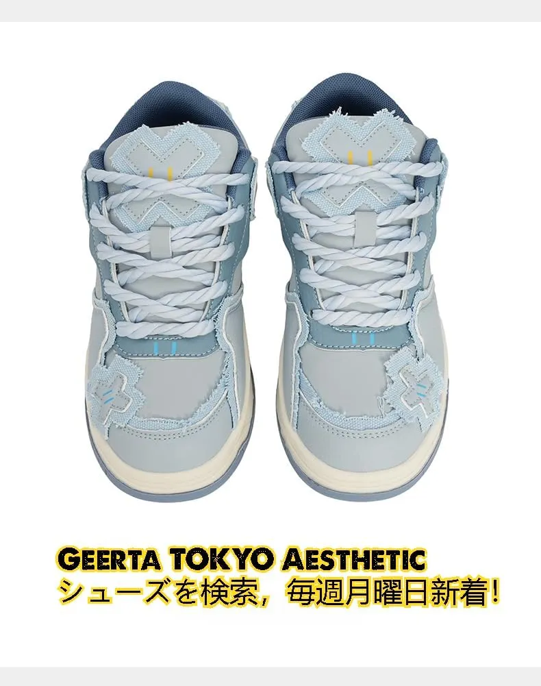 Cute Sneaker Y2K Aesthetic - with Chunky Platform Kawaii Retro Dopamine Colorful Outfits Vibrant Color Block Japanese Style Women's Shoes for Casual Summer Beach Travel