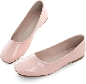 Dear Time Women's Casual Foldable Ballet Flats Square Toe Ballerina Flats Shoes Comfortable