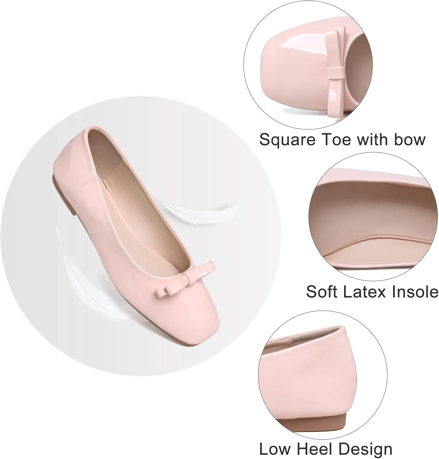 Dear Time Women's Casual Foldable Ballet Flats Square Toe Ballerina Flats Shoes Comfortable