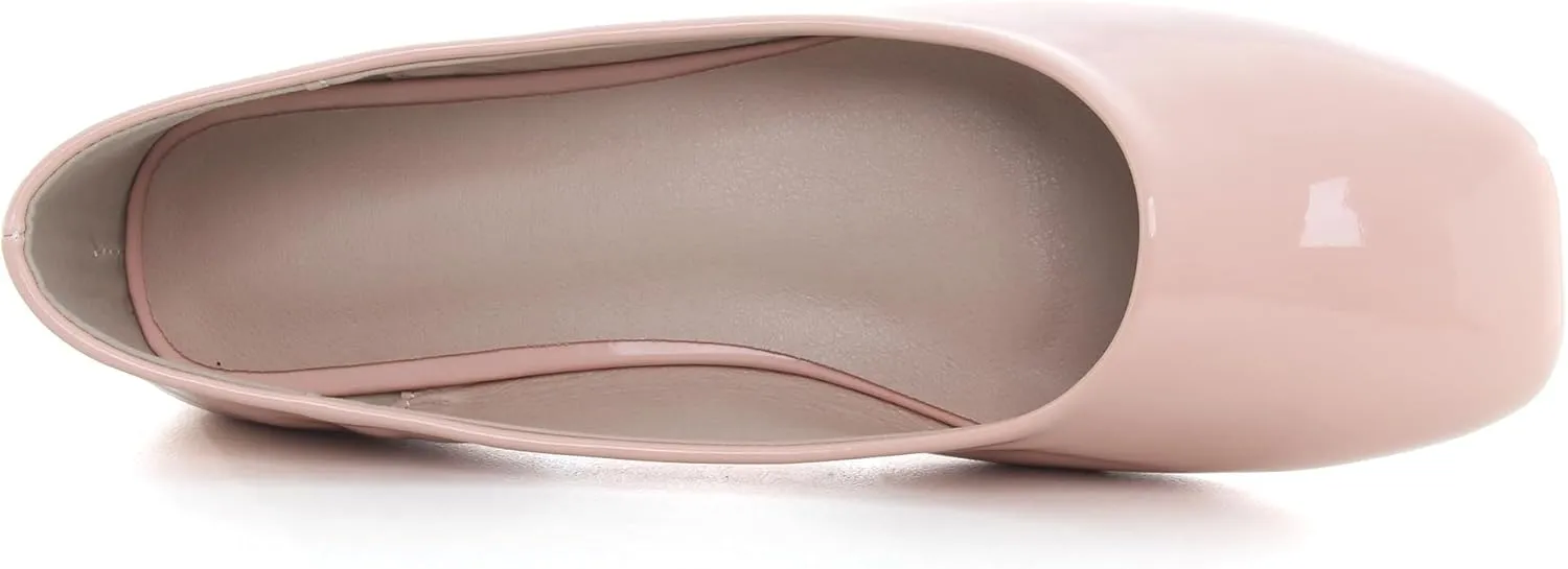 Dear Time Women's Casual Foldable Ballet Flats Square Toe Ballerina Flats Shoes Comfortable