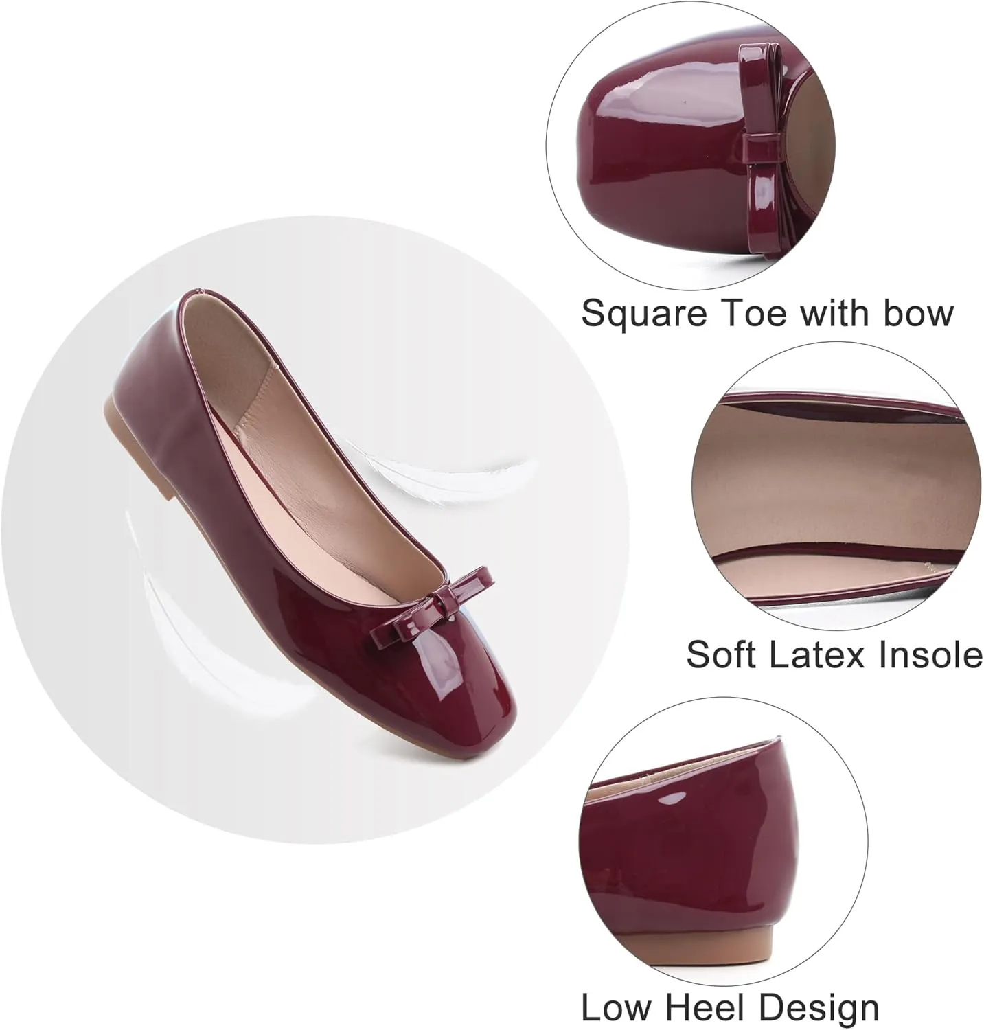 Dear Time Women's Casual Foldable Ballet Flats Square Toe Ballerina Flats Shoes Comfortable