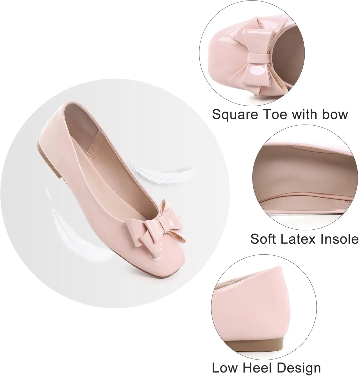 Dear Time Women's Casual Foldable Ballet Flats Square Toe Ballerina Flats Shoes Comfortable