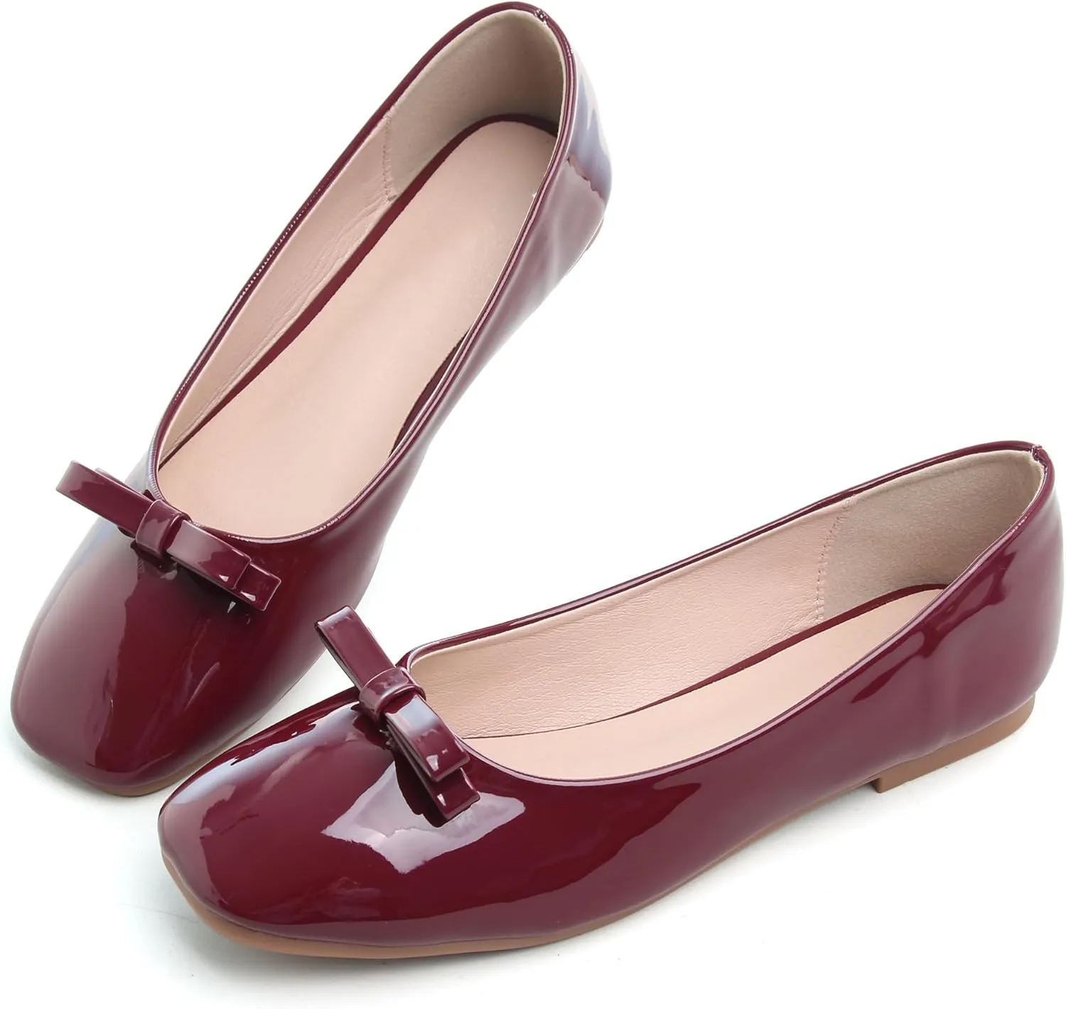 Dear Time Women's Casual Foldable Ballet Flats Square Toe Ballerina Flats Shoes Comfortable