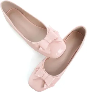Dear Time Women's Casual Foldable Ballet Flats Square Toe Ballerina Flats Shoes Comfortable