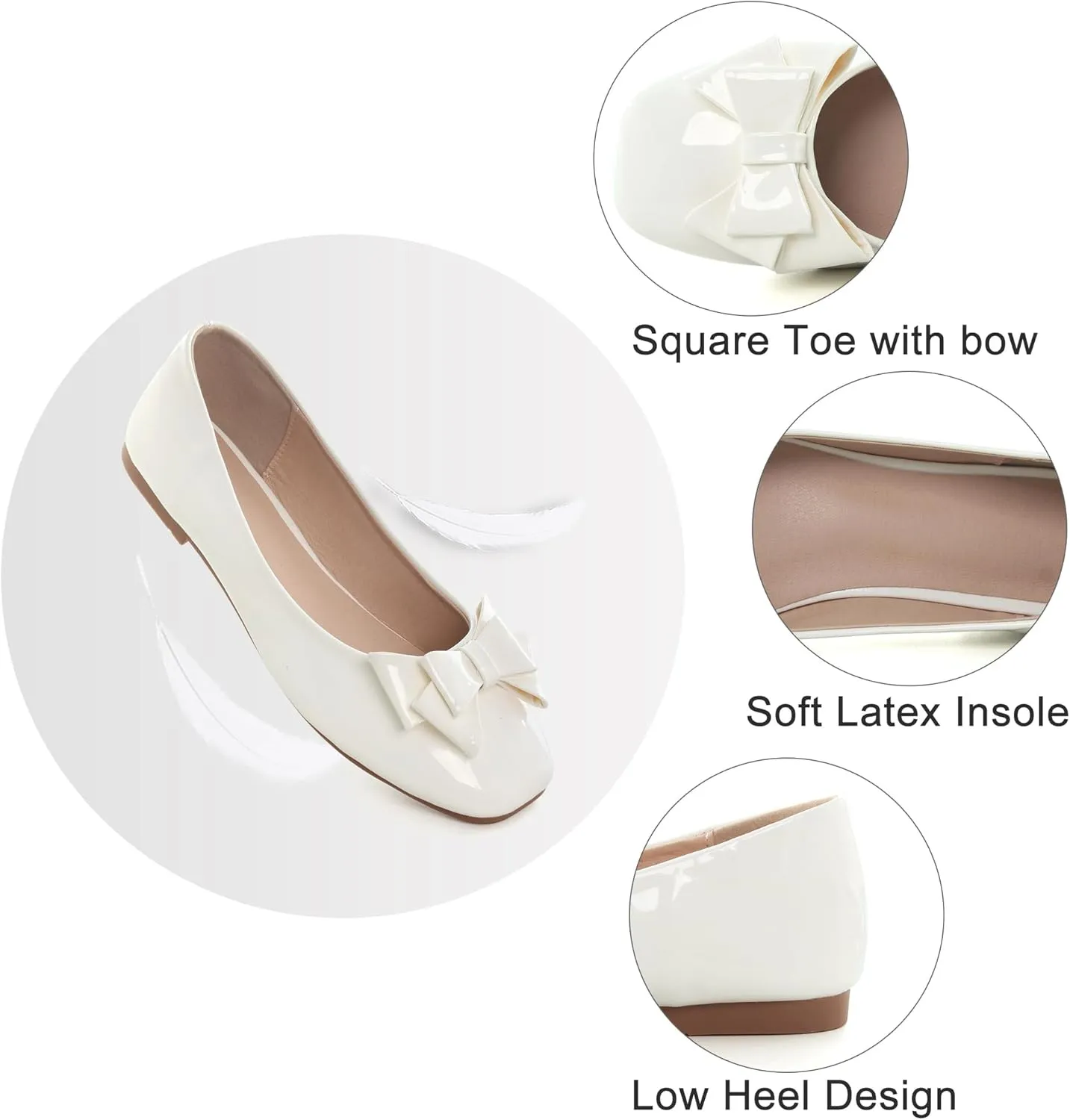 Dear Time Women's Casual Foldable Ballet Flats Square Toe Ballerina Flats Shoes Comfortable