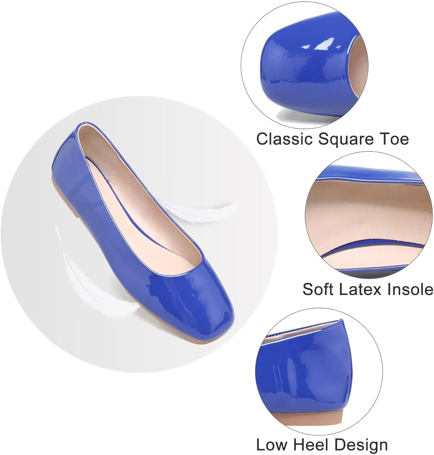Dear Time Women's Casual Foldable Ballet Flats Square Toe Ballerina Flats Shoes Comfortable