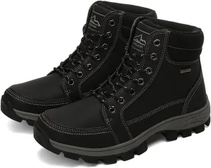DevilAngel Men's High Top Thermal hiking Shoes,Winter Fashion Leather Waterproof Outdoor Snow Boots?Snow Sports Warm Shoes.