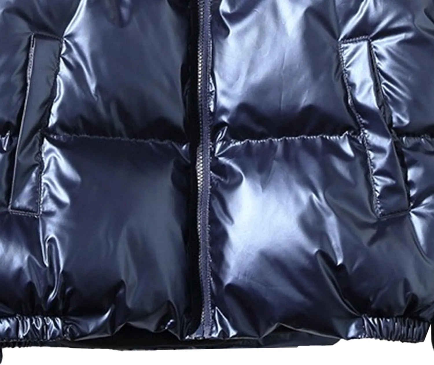 DGHM-JLMY Men's Glossy Padded Winter Hood Coat Metallic Full Zip Down Quilted Puffer Jacket Warm Plus Size Shiny Hooded Coat