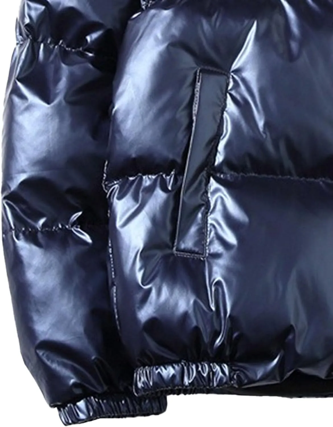 DGHM-JLMY Men's Glossy Padded Winter Hood Coat Metallic Full Zip Down Quilted Puffer Jacket Warm Plus Size Shiny Hooded Coat