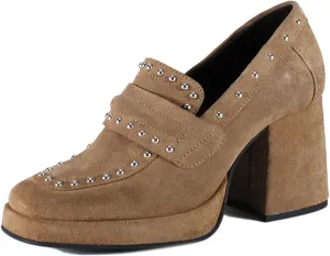 Diba True Womens Song Notes Studded Slip On Pump Loafers Casual - Brown