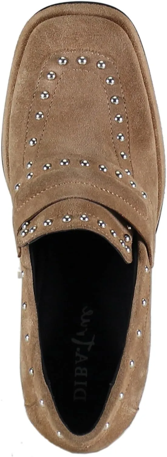 Diba True Womens Song Notes Studded Slip On Pump Loafers Casual - Brown