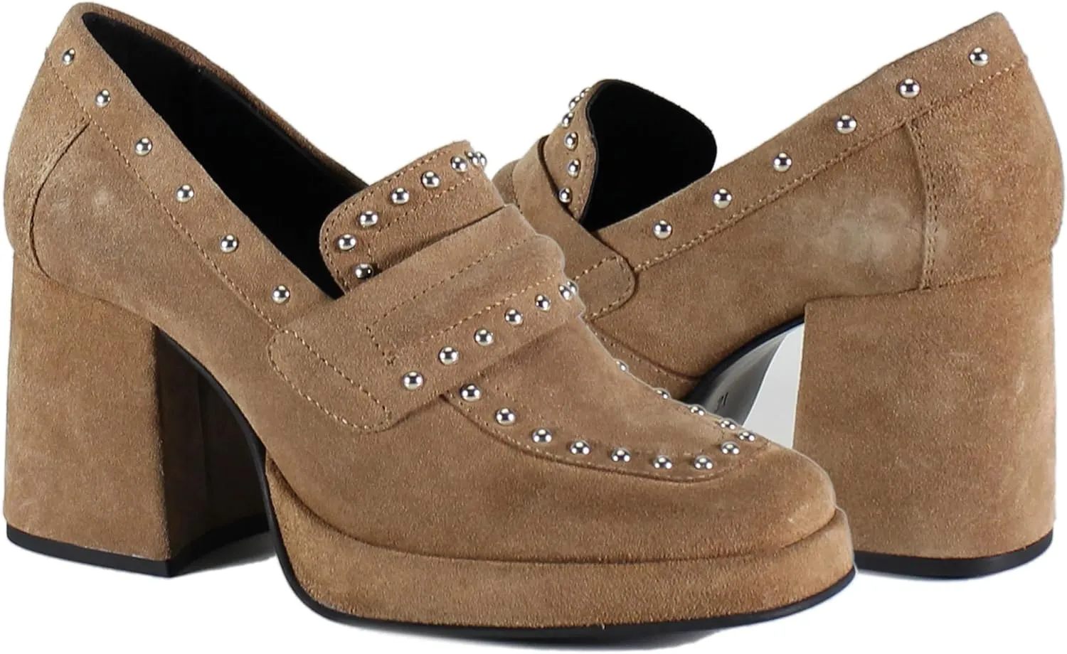 Diba True Womens Song Notes Studded Slip On Pump Loafers Casual - Brown
