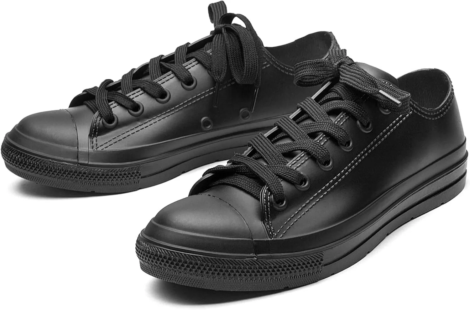 DKSUKO Women's Rain Boots Waterproof High Top Rain Shoes with Lace Up Anti-Slip Garden Shoes