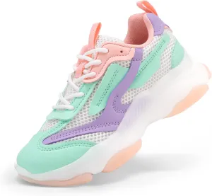 DREAM PAIRS Kids Girls Sneakers Jelly Sole Lace up Shoes Lightweight Walking Shoes for Girls Boys
