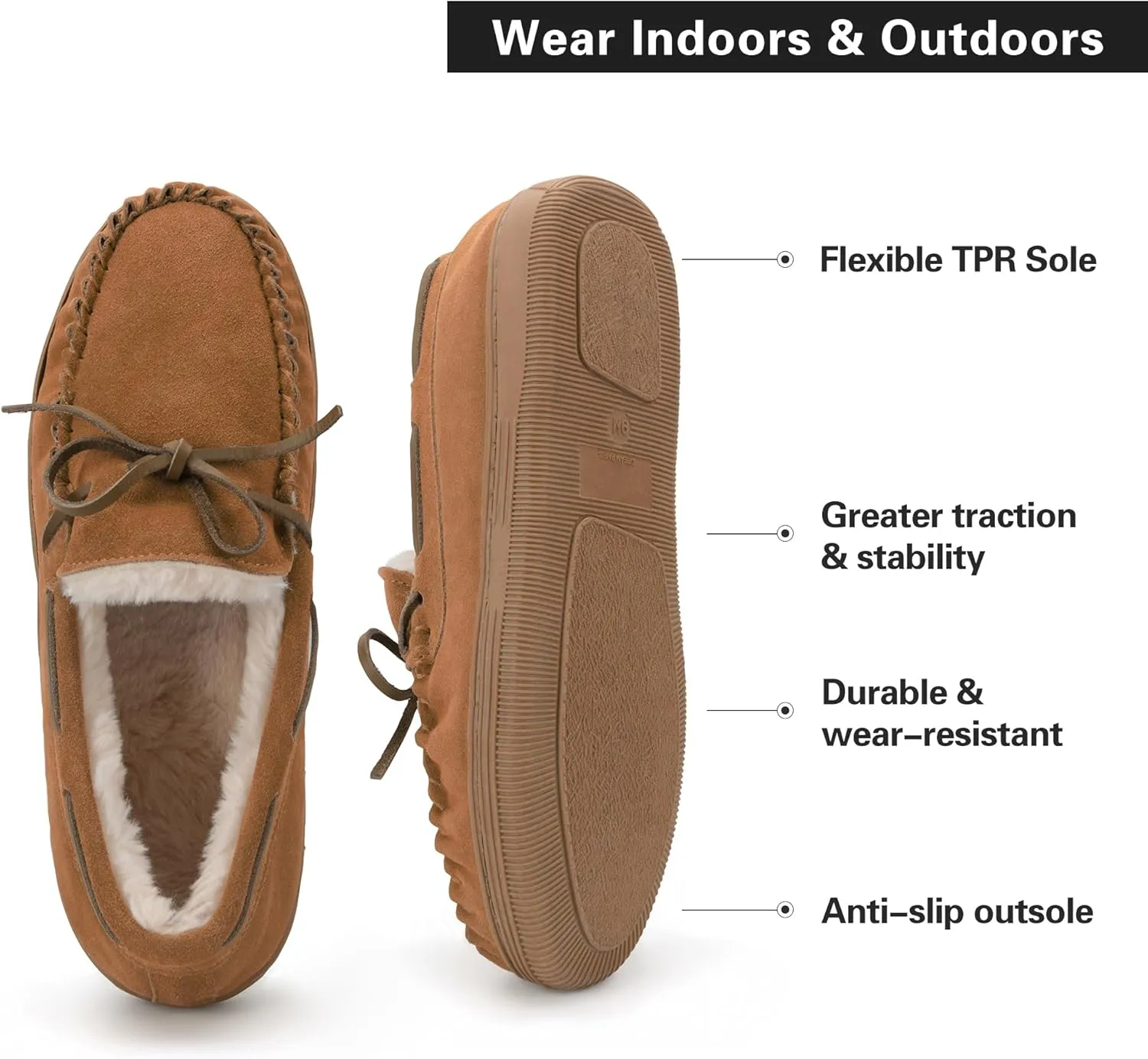 DREAM PAIRS Men's Moccasin Slippers Fuzzy Plush House Shoes Indoor Outdoor Fleece Lining Loafers