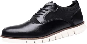 Dress Shoes for Men Casual Classic Style Men Lace Up Vintage Leather Shoes Black Shoes White Soles Men Business Casual