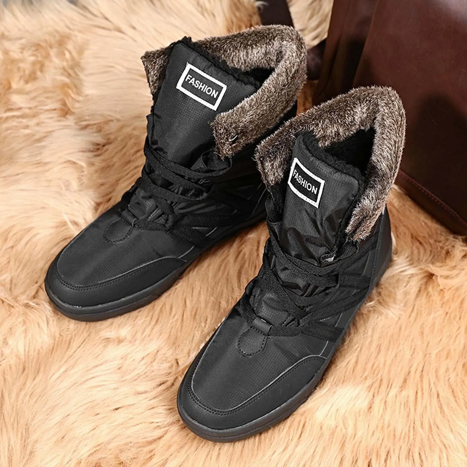 Eliogn Women's Snow Boots Winter Warm Plush Lining Non-slip Waterproof Outdoor Cotton Boots