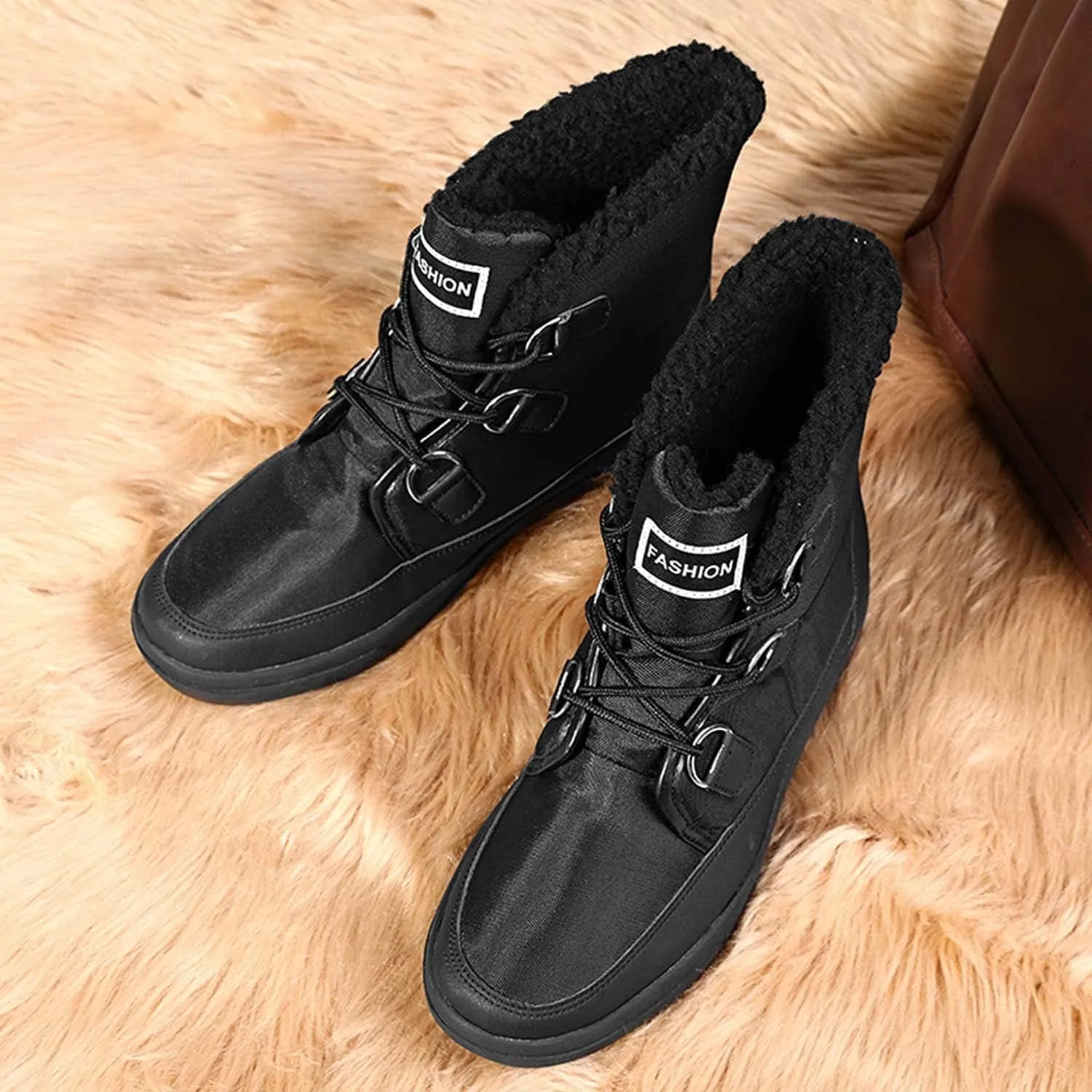 Eliogn Women's Snow Boots Winter Warm Plush Lining Non-slip Waterproof Outdoor Cotton Boots