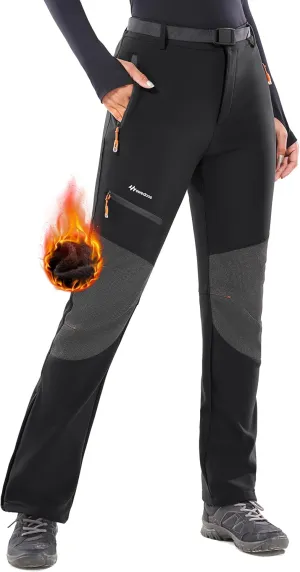 Ewedoos Snow Pants Womens Ski Pants Waterproof Insulate Softhell Fleece Lined Winter Hiking Snowboard Zipper Bottom Leg