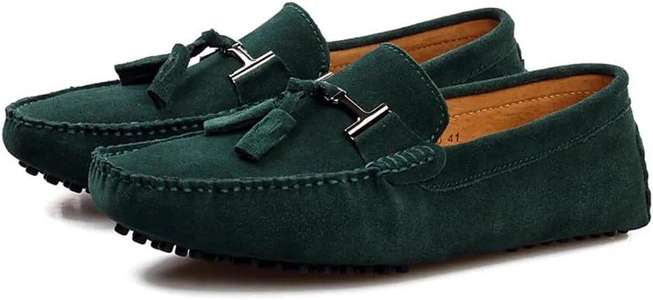 Fashion Mens Handmade Suede Leather Casual Loafers Shoes Plus Size Soft Comfortable Driving Walking Shoes