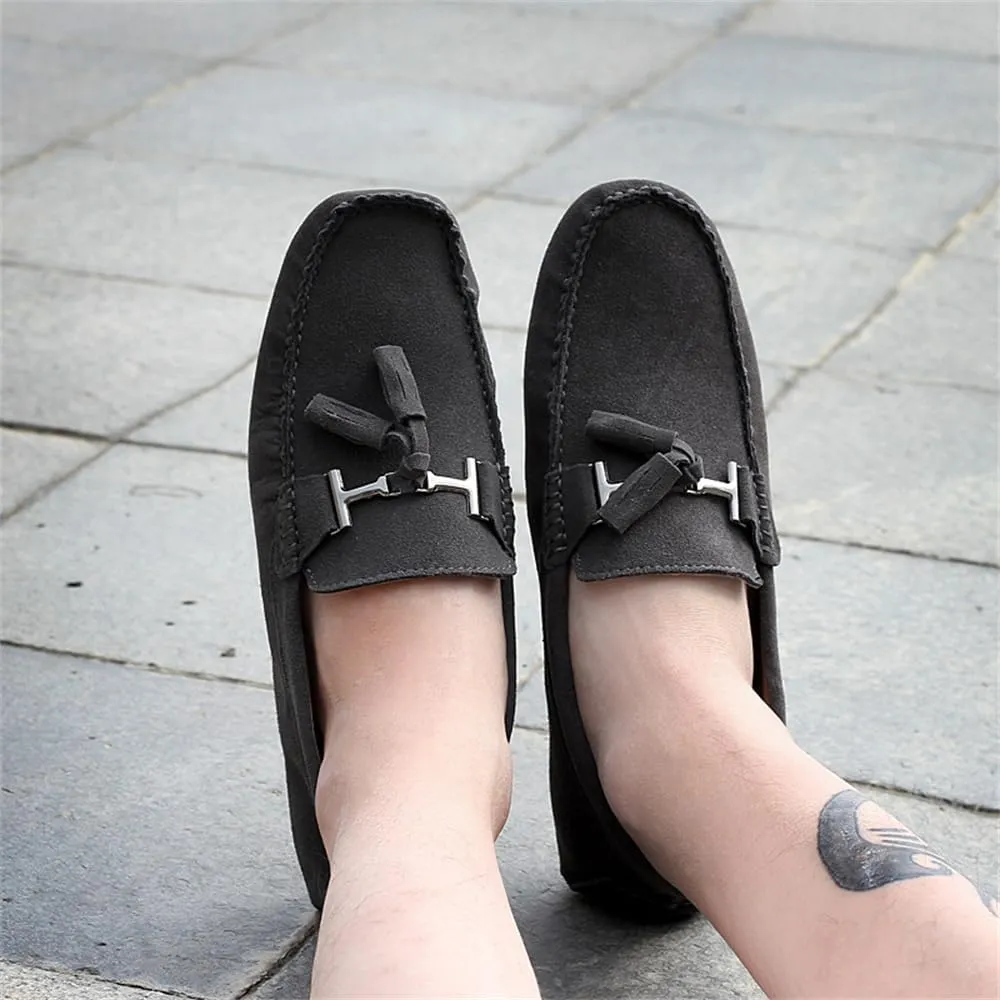Fashion Mens Handmade Suede Leather Casual Loafers Shoes Plus Size Soft Comfortable Driving Walking Shoes