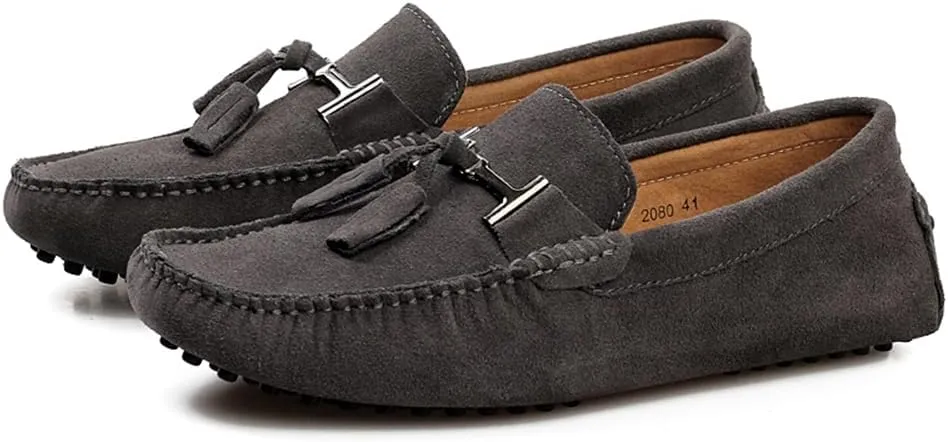 Fashion Mens Handmade Suede Leather Casual Loafers Shoes Plus Size Soft Comfortable Driving Walking Shoes
