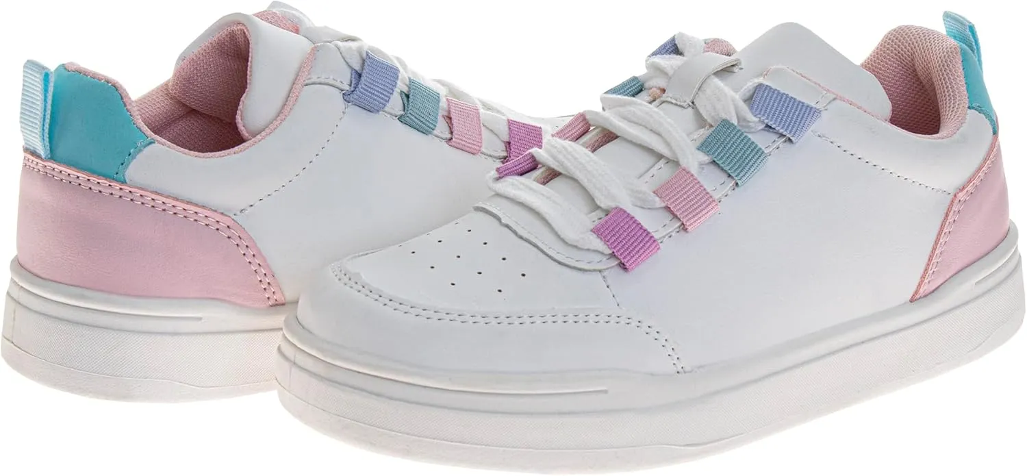 Fashion Sneakers for Girls - Kids Lace-Up Shoes Casual Athletic Sneakers (Sizes 11-13 Little Kid / 1-5 Big Kid)