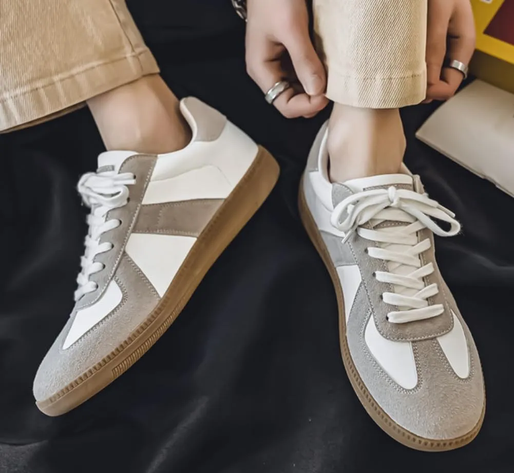 Fashion Sneakers，Breathable Running Casual Board Shoes， Leather Lace Up Retro Sneakers，Lightweight Comfort Walking Footwear for Women Men