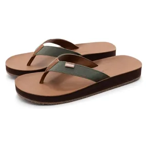 Feelgoodz Men's Zensole Kinderz Water-resistant Vegan Leather/Natural Rubber Flip Flops (Pine, Size 10)