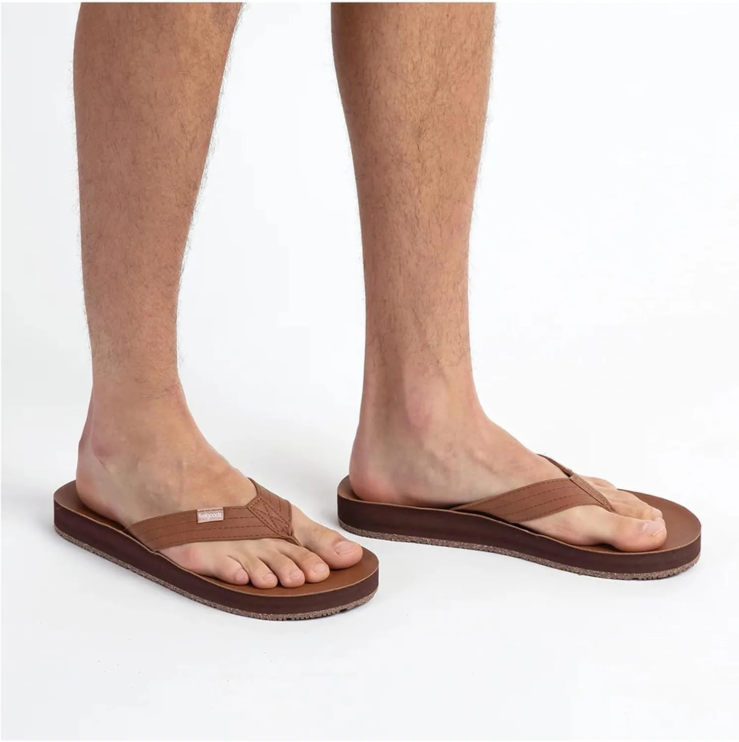 Feelgoodz Men's Zensole Kinderz Water-resistant Vegan Leather/Natural Rubber Flip Flops
