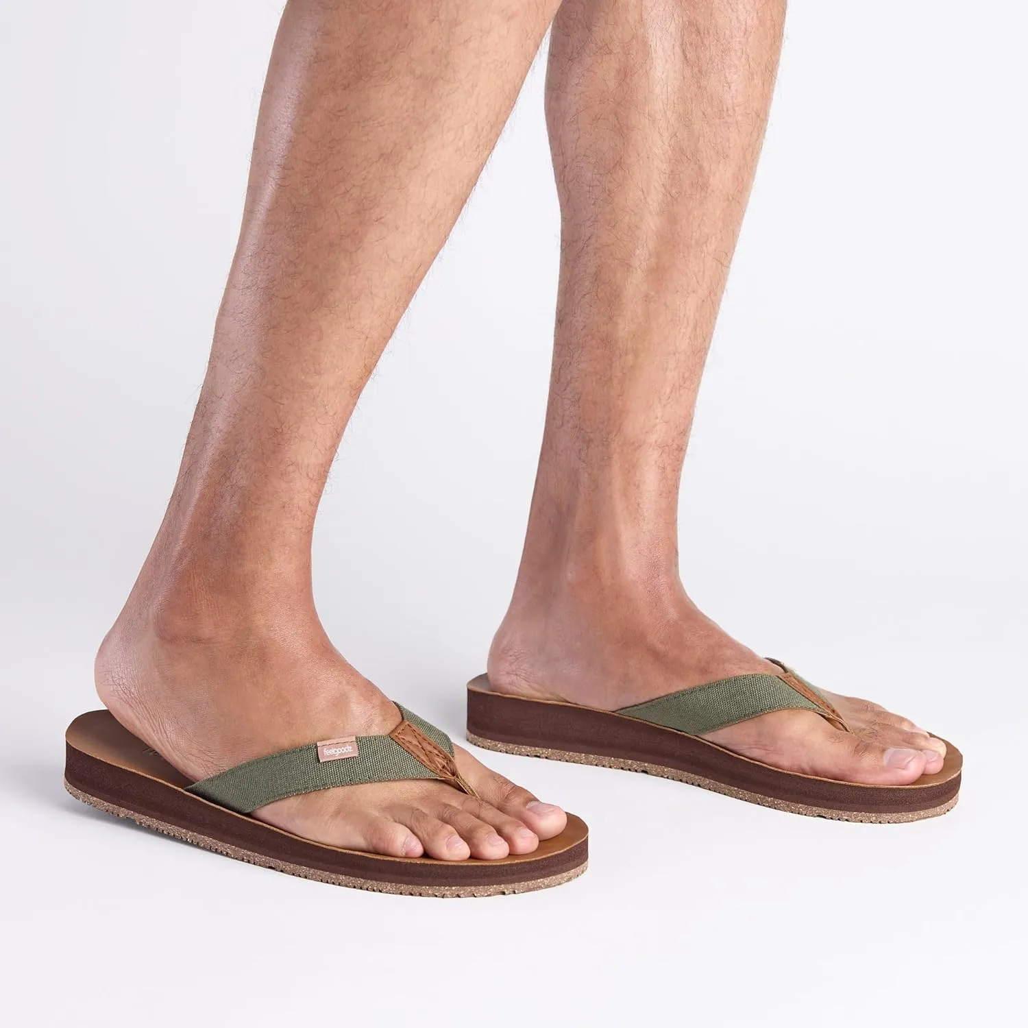 Feelgoodz Men's Zensole Kinderz Water-resistant Vegan Leather/Natural Rubber Flip Flops