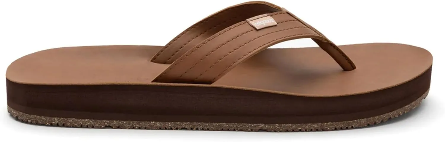 Feelgoodz Men's Zensole Kinderz Water-resistant Vegan Leather/Natural Rubber Flip Flops