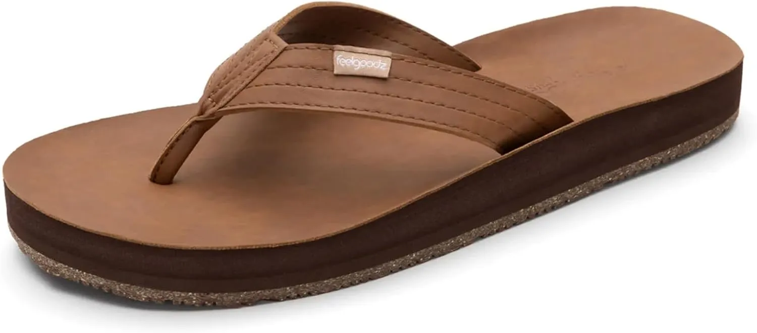Feelgoodz Men's Zensole Kinderz Water-resistant Vegan Leather/Natural Rubber Flip Flops