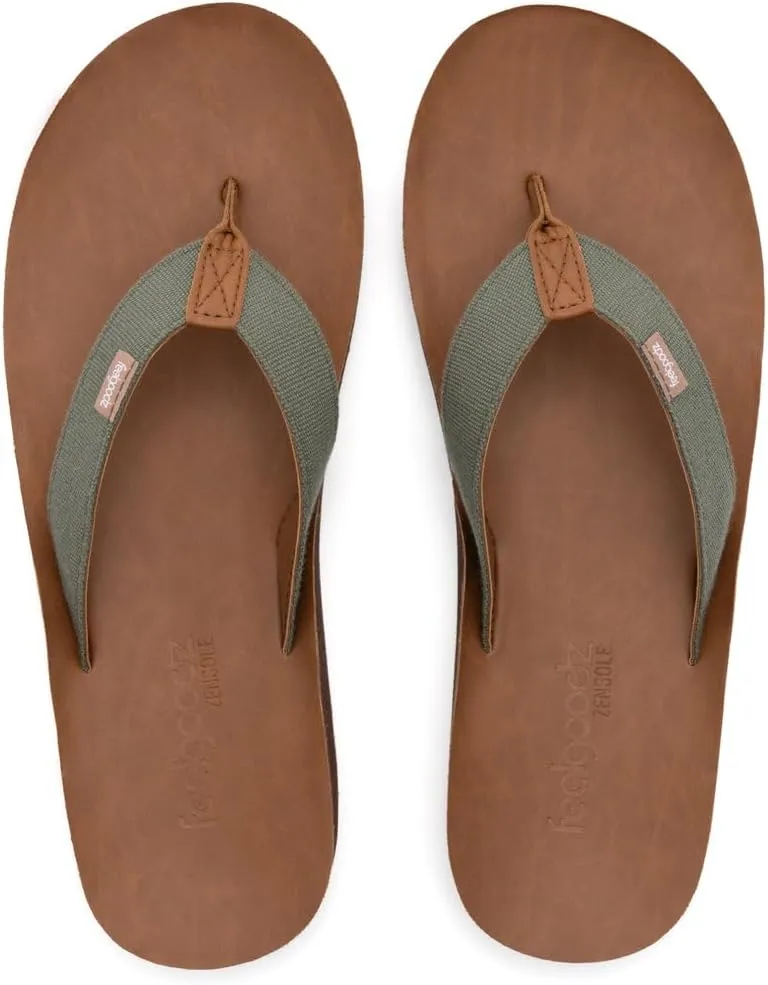 Feelgoodz Men's Zensole Kinderz Water-resistant Vegan Leather/Natural Rubber Flip Flops
