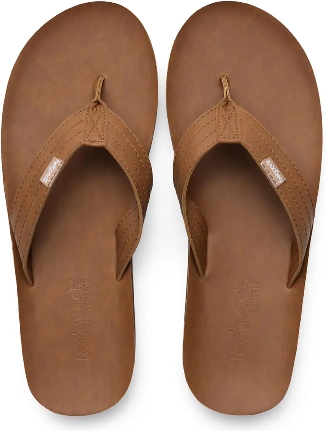 Feelgoodz Men's Zensole Kinderz Water-resistant Vegan Leather/Natural Rubber Flip Flops